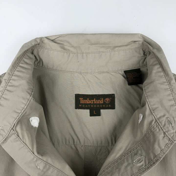90s-00'S Timberland WEATHERGEAR short-sleeved button-down shirt, men's size L (approx.) cotton Beige type Vintage Second Hand