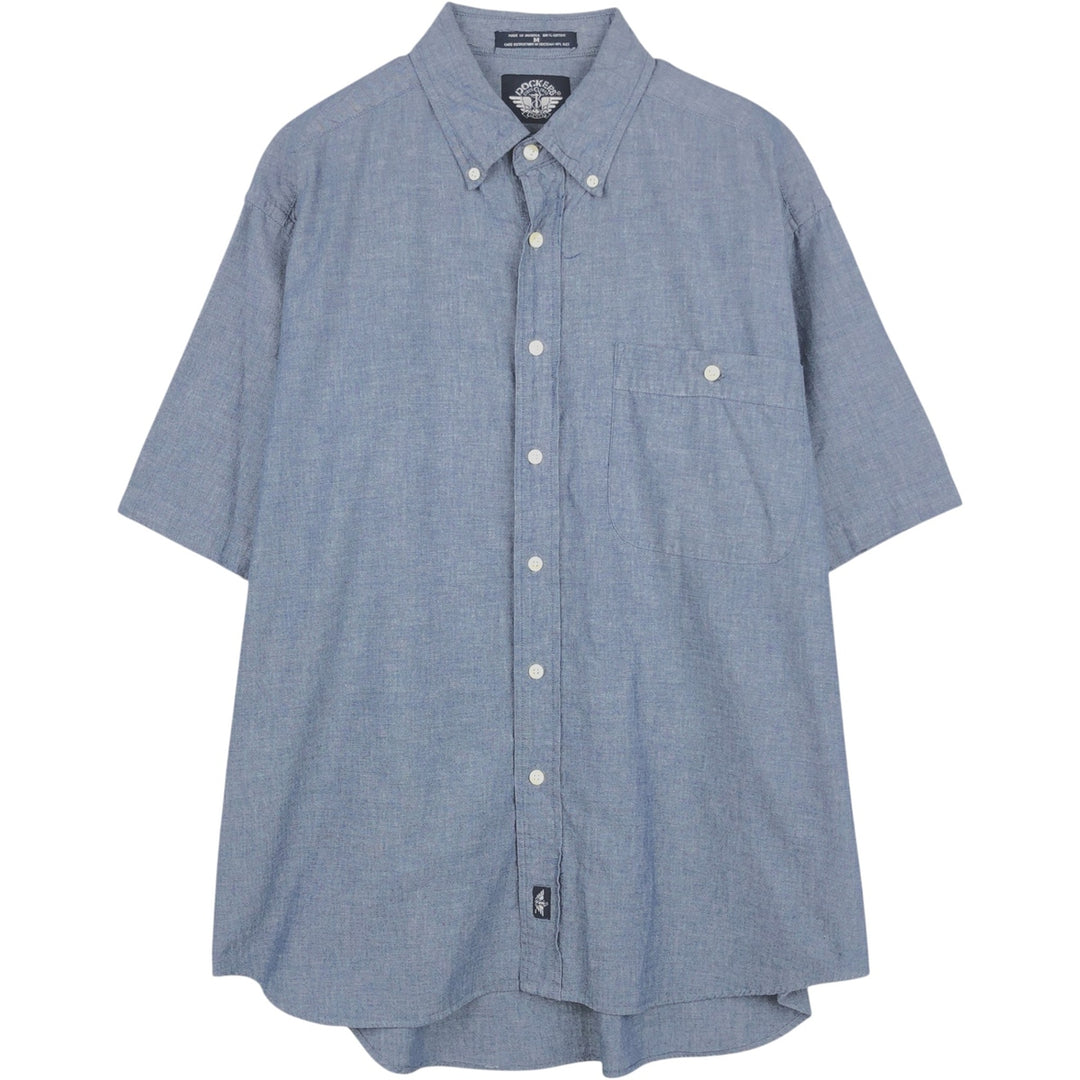 90'S Levi's DOCKERS Button-Down Short-Sleeve Chambray Shirt, Men's Size M (approx.), Vintage cotton blue type Vintage Second Hand