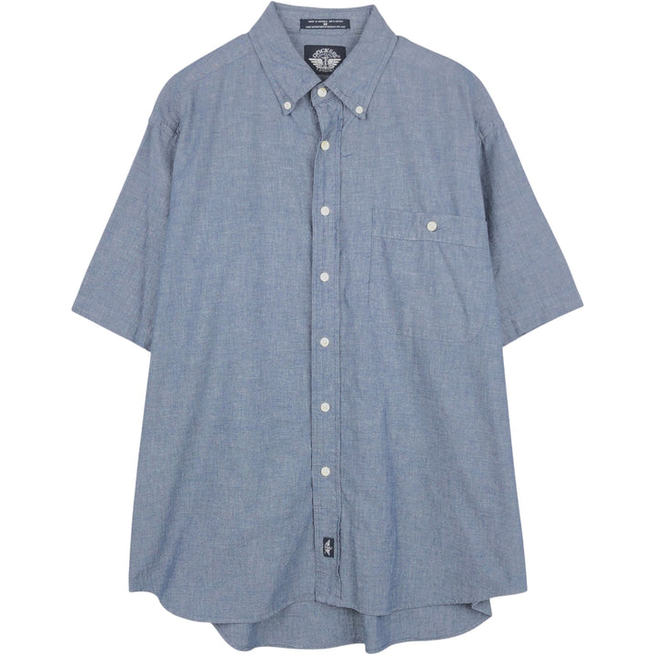 90'S Levi's DOCKERS Button-Down Short-Sleeve Chambray Shirt, Men's Size M (approx.), Vintage cotton blue type Vintage Second Hand