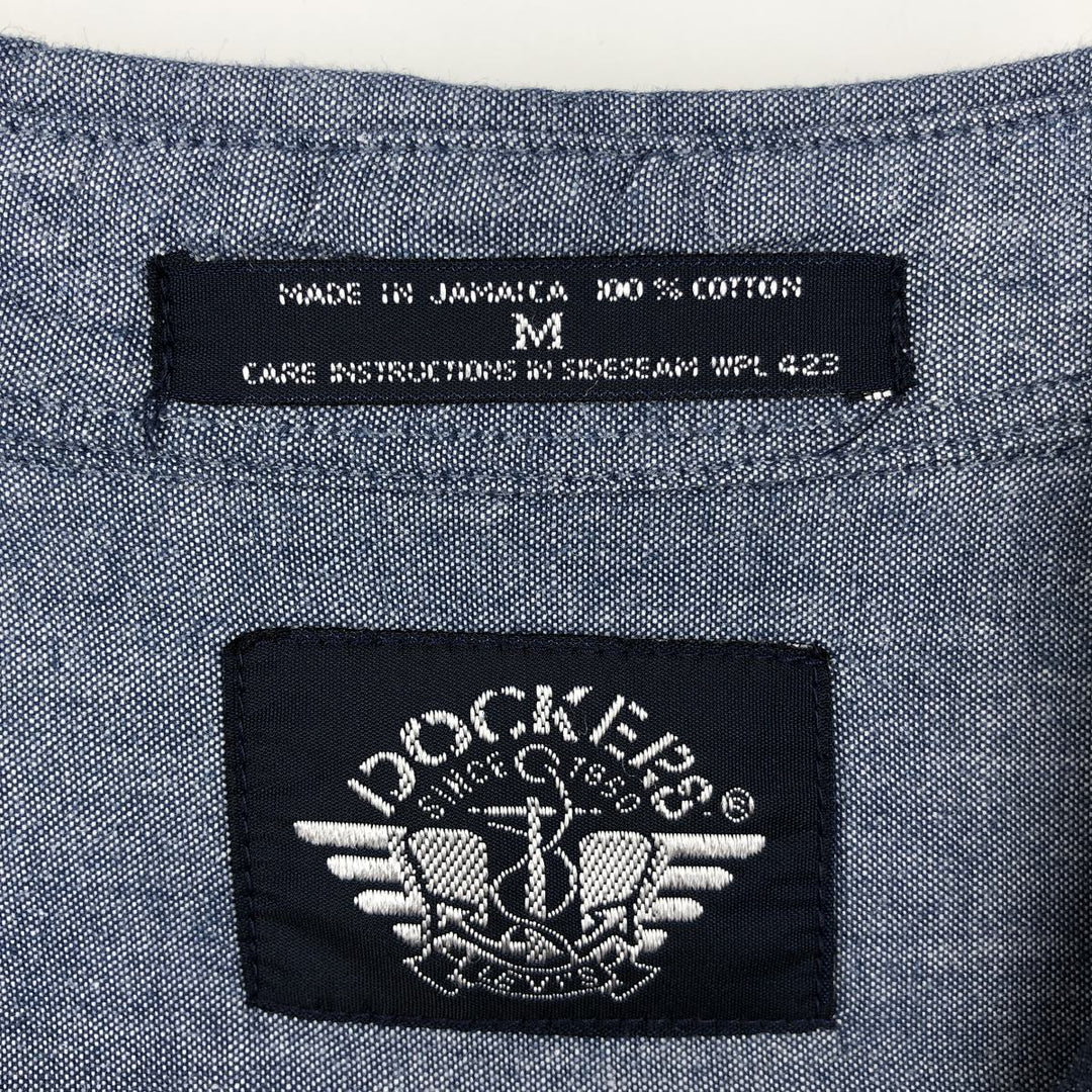 90'S Levi's DOCKERS Button-Down Short-Sleeve Chambray Shirt, Men's Size M (approx.), Vintage cotton blue type Vintage Second Hand