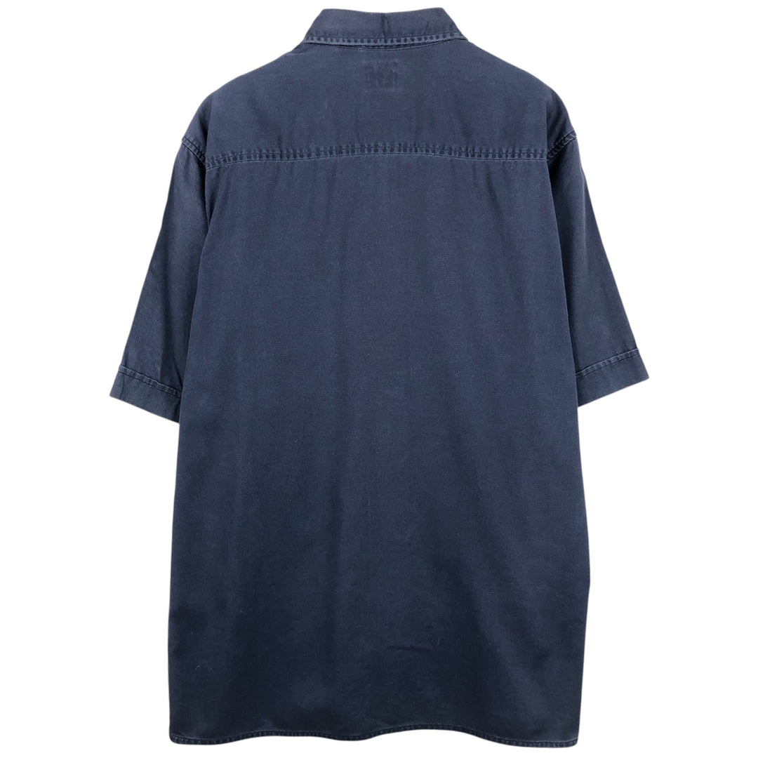 Levi's DRY GOODS Short-Sleeve Cotton Box Shirt, Men's Size M (approx.) cotton navy blue type Vintage Second Hand