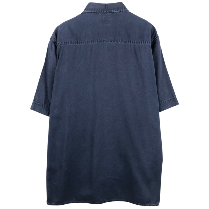 Levi's DRY GOODS Short-Sleeve Cotton Box Shirt, Men's Size M (approx.) cotton navy blue type Vintage Second Hand