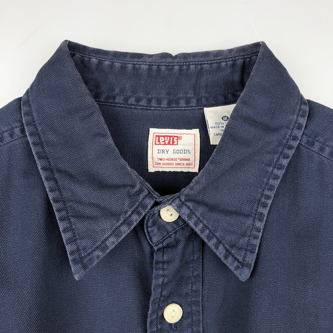 Levi's DRY GOODS Short-Sleeve Cotton Box Shirt, Men's Size M (approx.) cotton navy blue type Vintage Second Hand