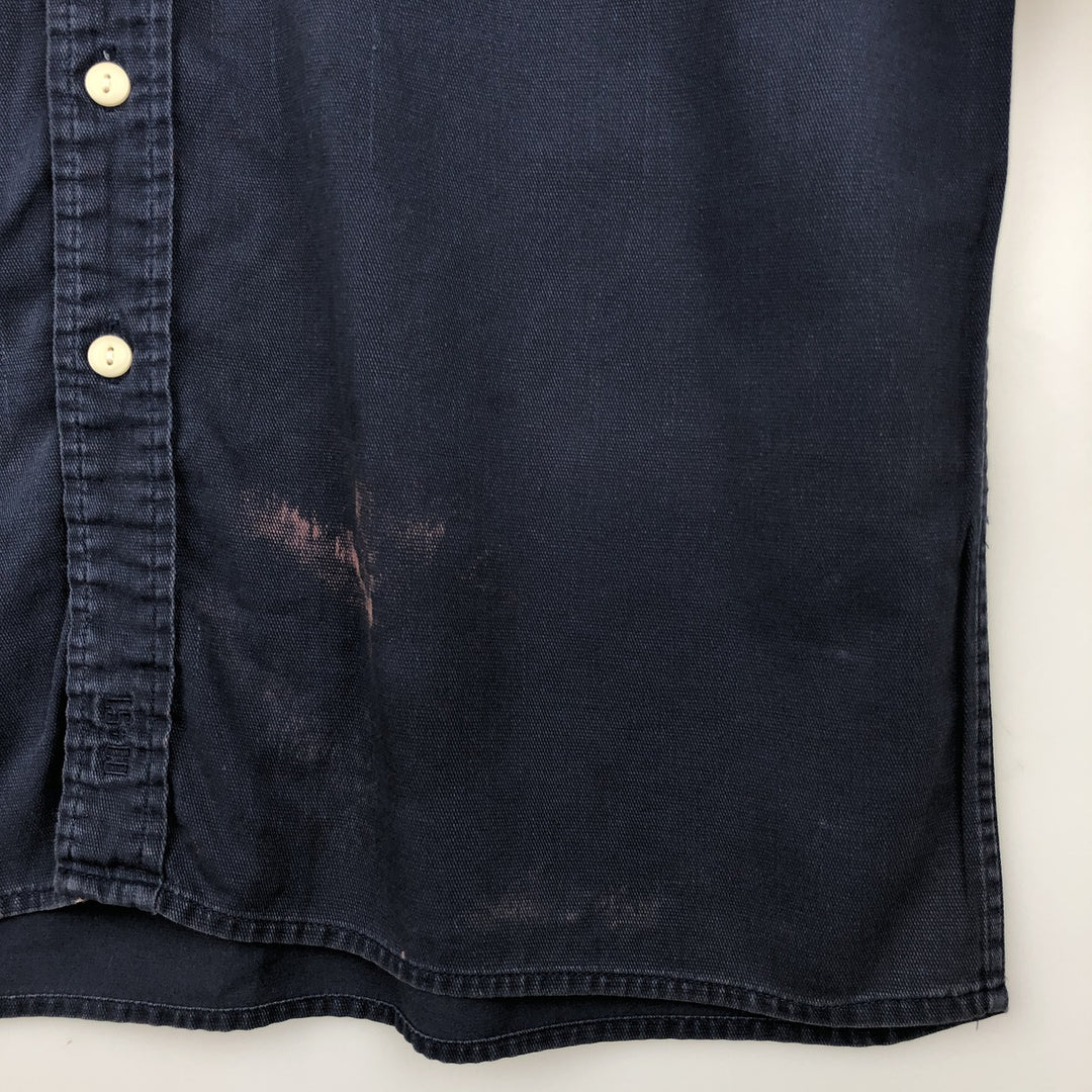 Levi's DRY GOODS Short-Sleeve Cotton Box Shirt, Men's Size M (approx.) cotton navy blue type Vintage Second Hand