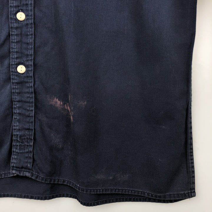 Levi's DRY GOODS Short-Sleeve Cotton Box Shirt, Men's Size M (approx.) cotton navy blue type Vintage Second Hand
