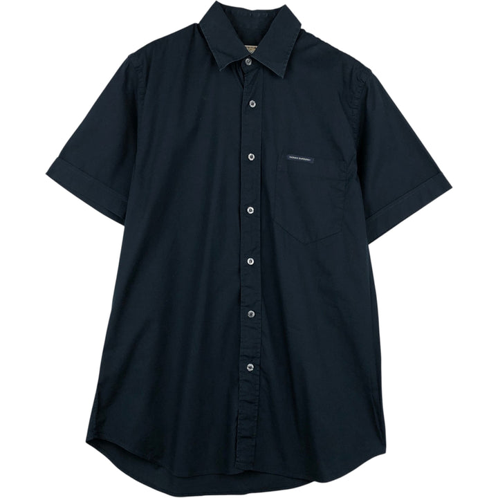 Burberry's THOMAS BURBERRY short-sleeved cotton shirt, men's size M (approx.) cotton navy blue type Vintage Second Hand