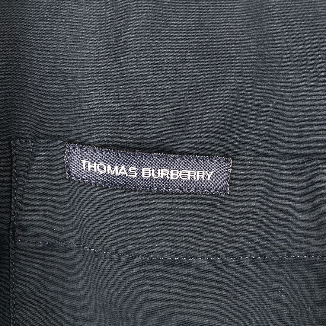 Burberry's THOMAS BURBERRY short-sleeved cotton shirt, men's size M (approx.) cotton navy blue type Vintage Second Hand