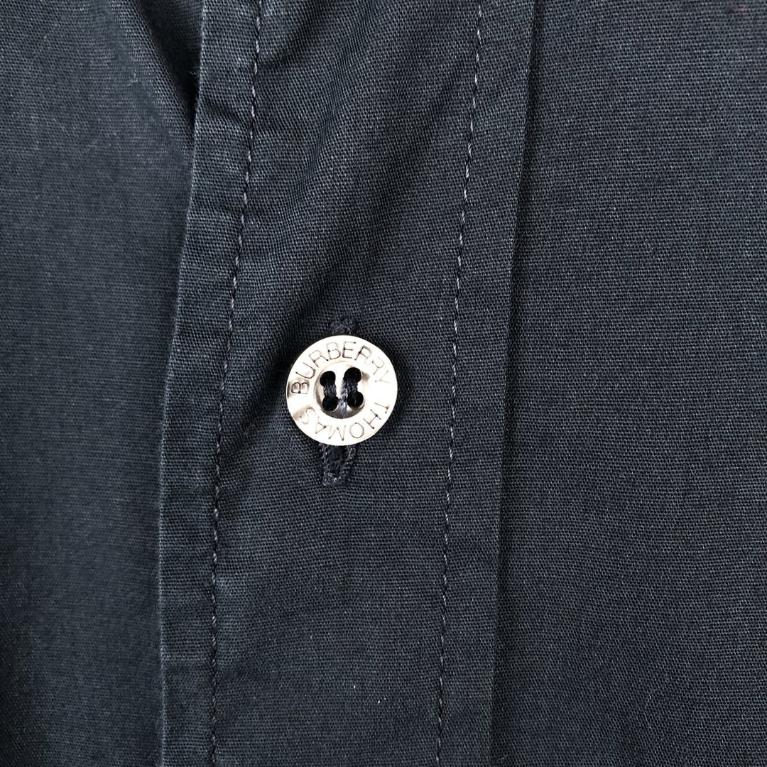 Burberry's THOMAS BURBERRY short-sleeved cotton shirt, men's size M (approx.) cotton navy blue type Vintage Second Hand