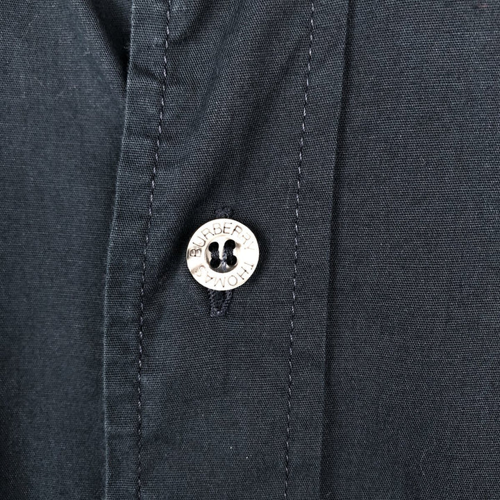 Burberry's THOMAS BURBERRY short-sleeved cotton shirt, men's size M (approx.) cotton navy blue type Vintage Second Hand