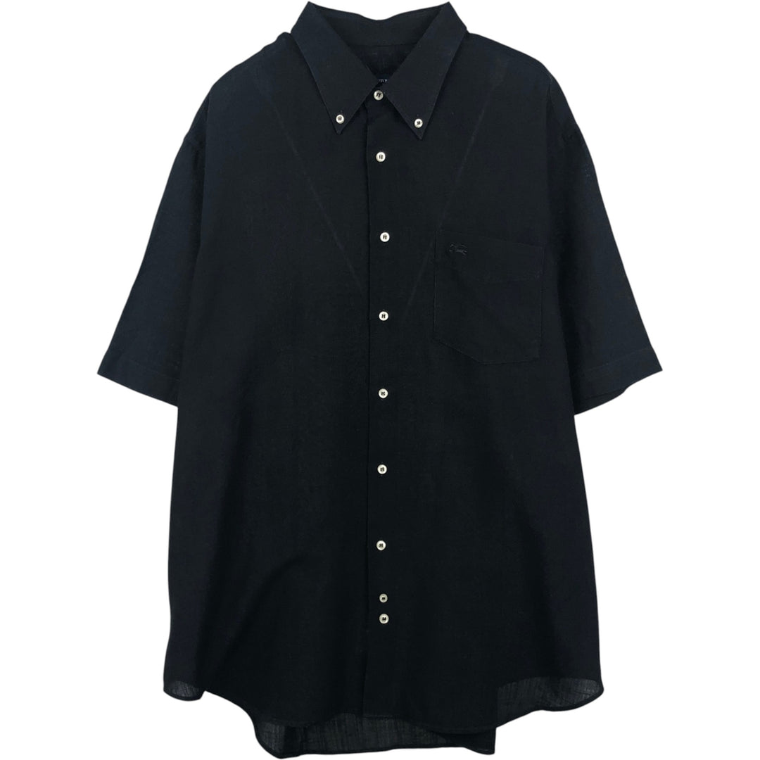 Burberry's BURBERRY LONDON short-sleeved button-down shirt, made in Spain, men's size XXL equivalent. polyester black type Vintage Second Hand