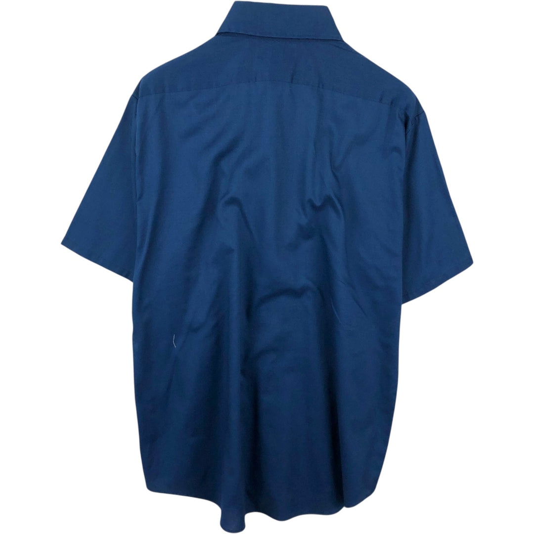 1970'S Sears KINGS ROAD Short-Sleeve Polyester Shirt, Men's XL (approx.), Vintage polyester navy blue type Vintage Second Hand