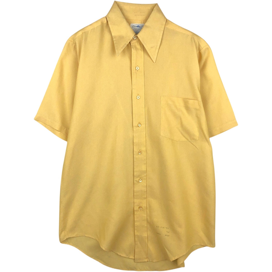 60s-70'S Penney's TOWNCRAFT all-over print short-sleeved poly-cotton shirt, men's size M equivalent, vintage. polyester yellow type Vintage Second Hand