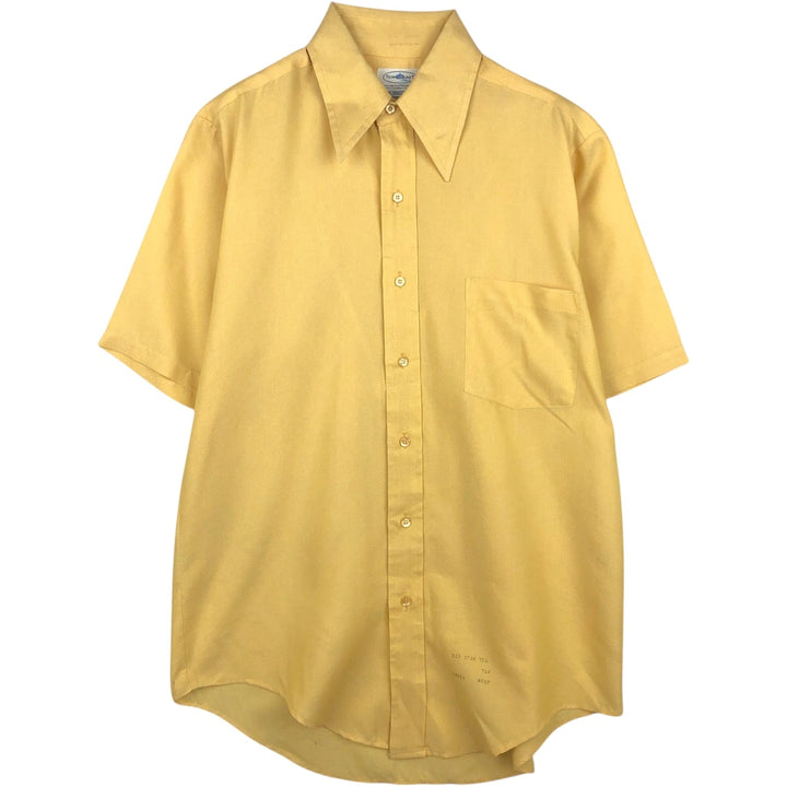 60s-70'S Penney's TOWNCRAFT all-over print short-sleeved poly-cotton shirt, men's size M equivalent, vintage. polyester yellow type Vintage Second Hand