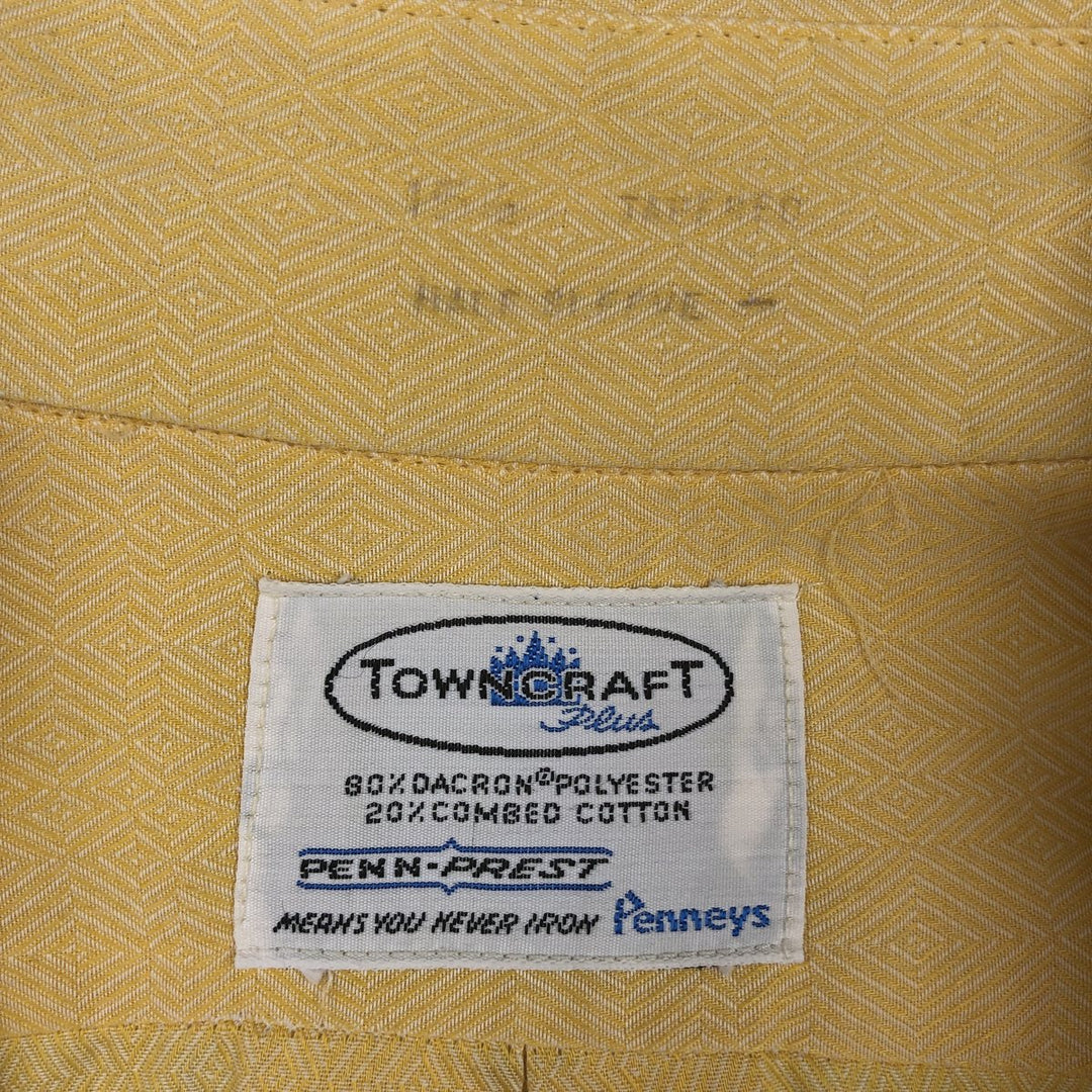 60s-70'S Penney's TOWNCRAFT all-over print short-sleeved poly-cotton shirt, men's size M equivalent, vintage. polyester yellow type Vintage Second Hand