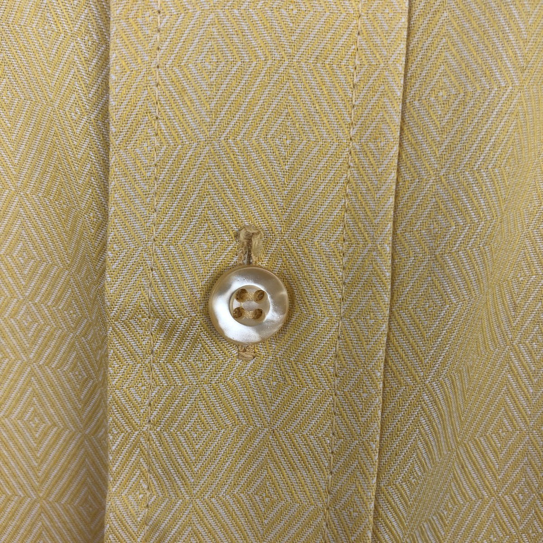 60s-70'S Penney's TOWNCRAFT all-over print short-sleeved poly-cotton shirt, men's size M equivalent, vintage. polyester yellow type Vintage Second Hand
