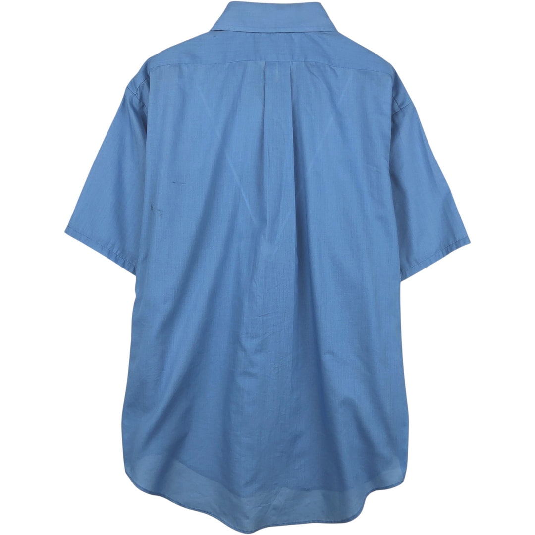 70'S CAMPUS Short-Sleeve Poly-Cotton Shirt, Made in USA, Men's XL Equivalent, Vintage polyester blue type Vintage Second Hand