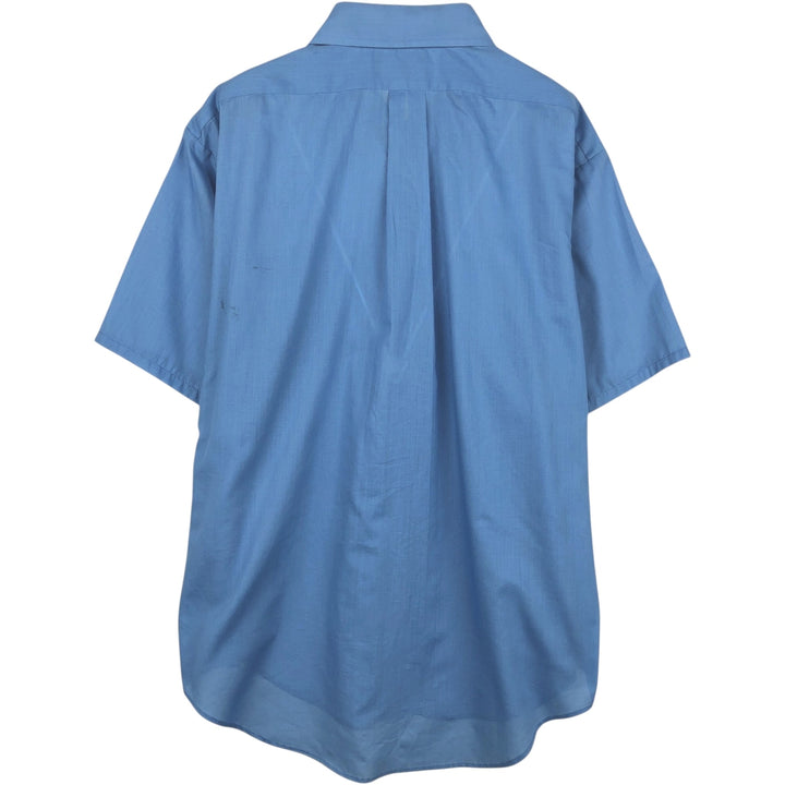 70'S CAMPUS Short-Sleeve Poly-Cotton Shirt, Made in USA, Men's XL Equivalent, Vintage polyester blue type Vintage Second Hand