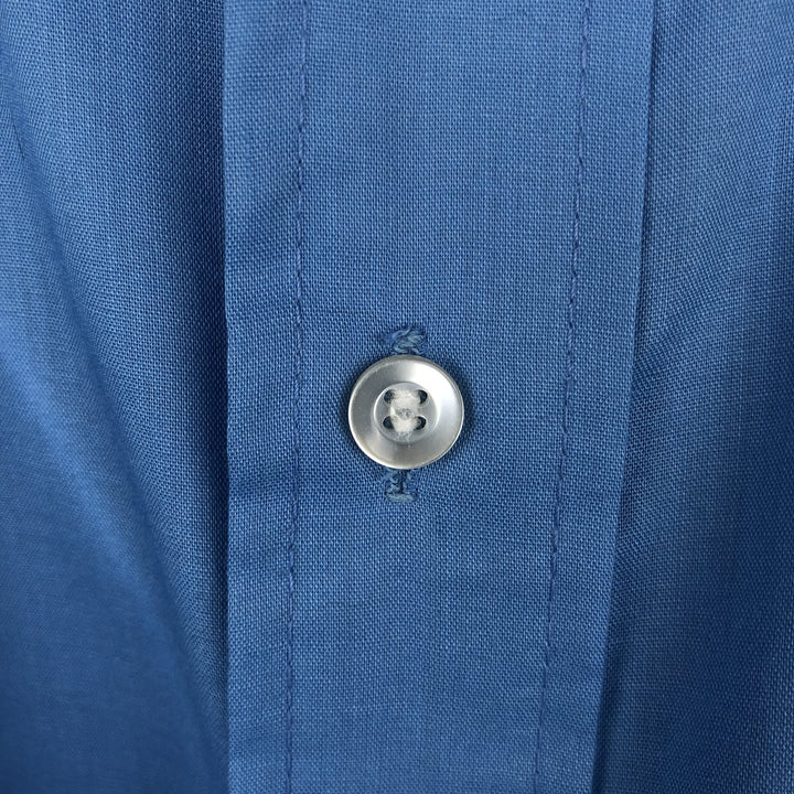 70'S CAMPUS Short-Sleeve Poly-Cotton Shirt, Made in USA, Men's XL Equivalent, Vintage polyester blue type Vintage Second Hand