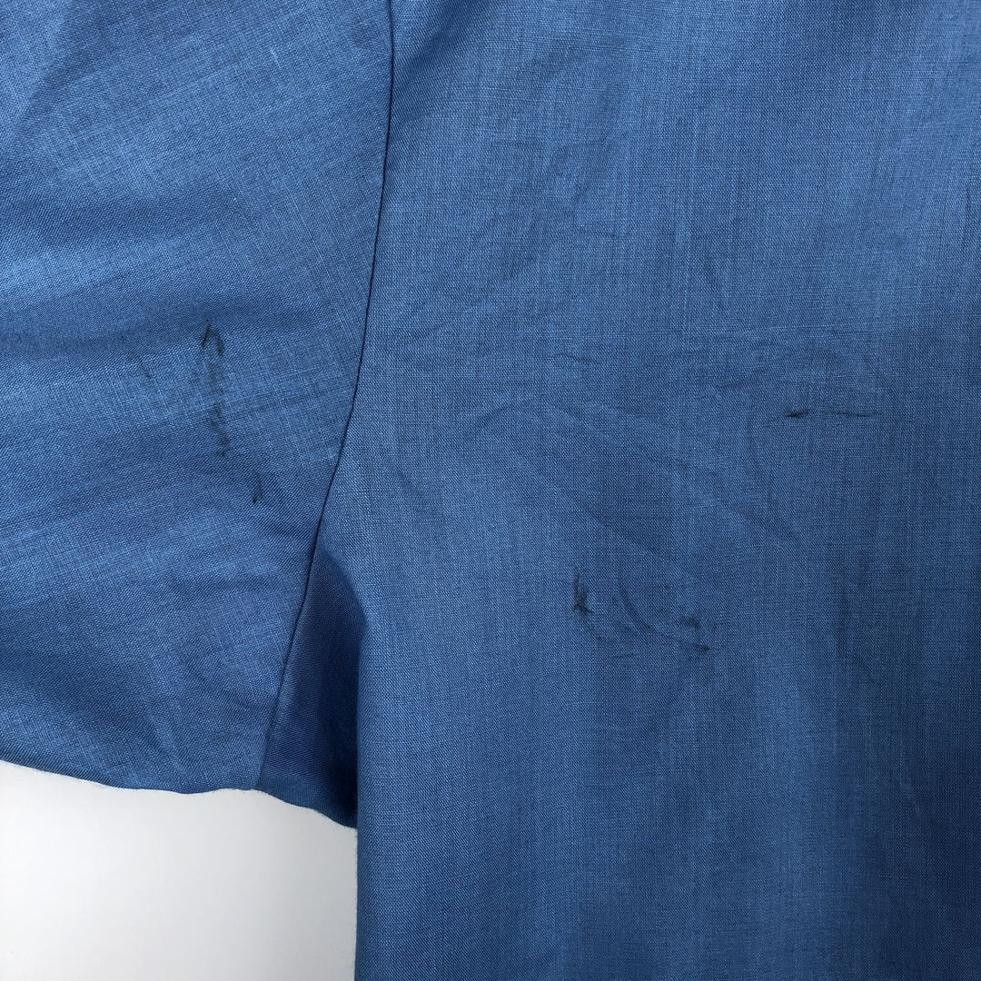 70'S CAMPUS Short-Sleeve Poly-Cotton Shirt, Made in USA, Men's XL Equivalent, Vintage polyester blue type Vintage Second Hand