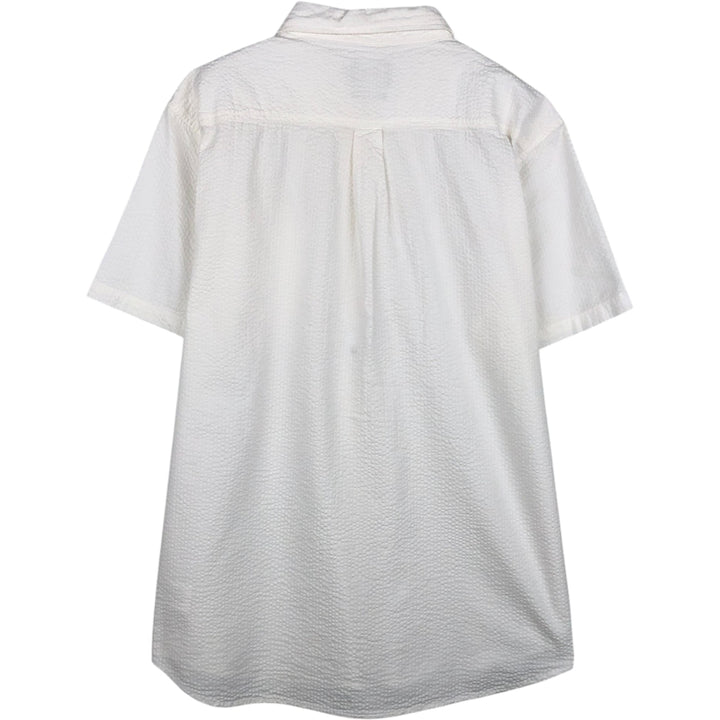 Stussy seersucker short-sleeved cotton shirt, men's size M (approx.) cotton white type Vintage Second Hand