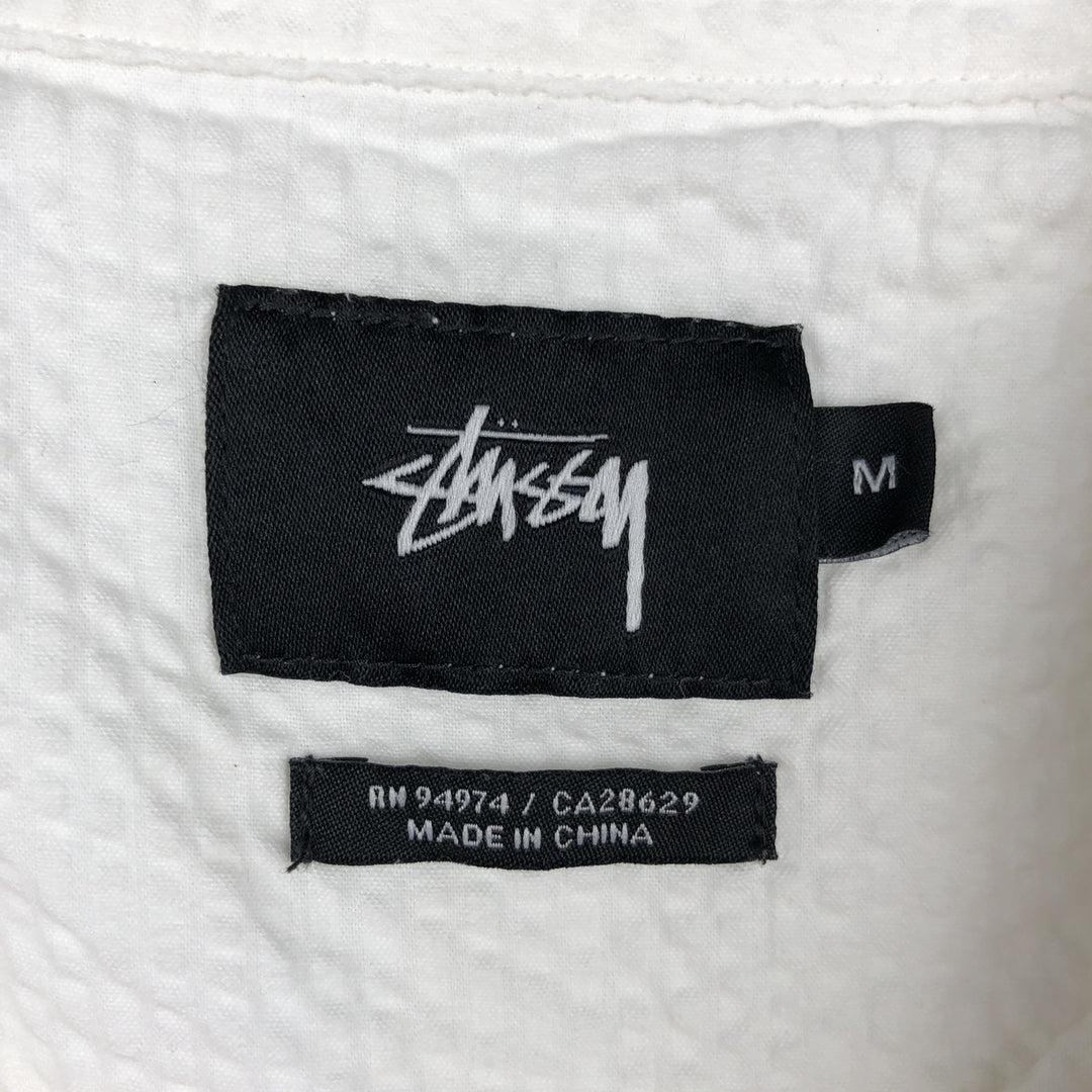 Stussy seersucker short-sleeved cotton shirt, men's size M (approx.) cotton white type Vintage Second Hand
