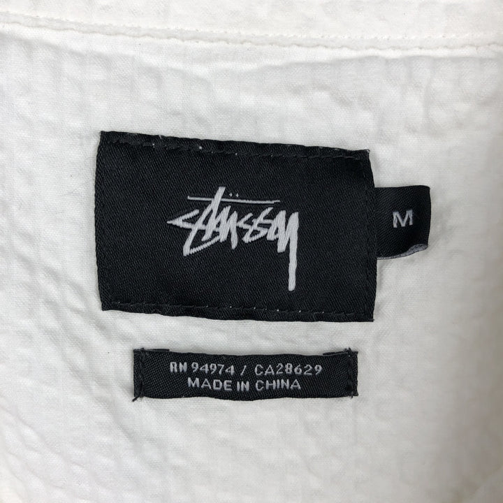 Stussy seersucker short-sleeved cotton shirt, men's size M (approx.) cotton white type Vintage Second Hand