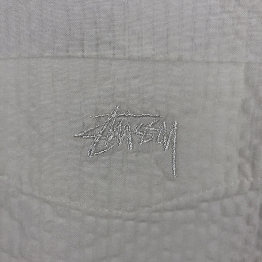 Stussy seersucker short-sleeved cotton shirt, men's size M (approx.) cotton white type Vintage Second Hand