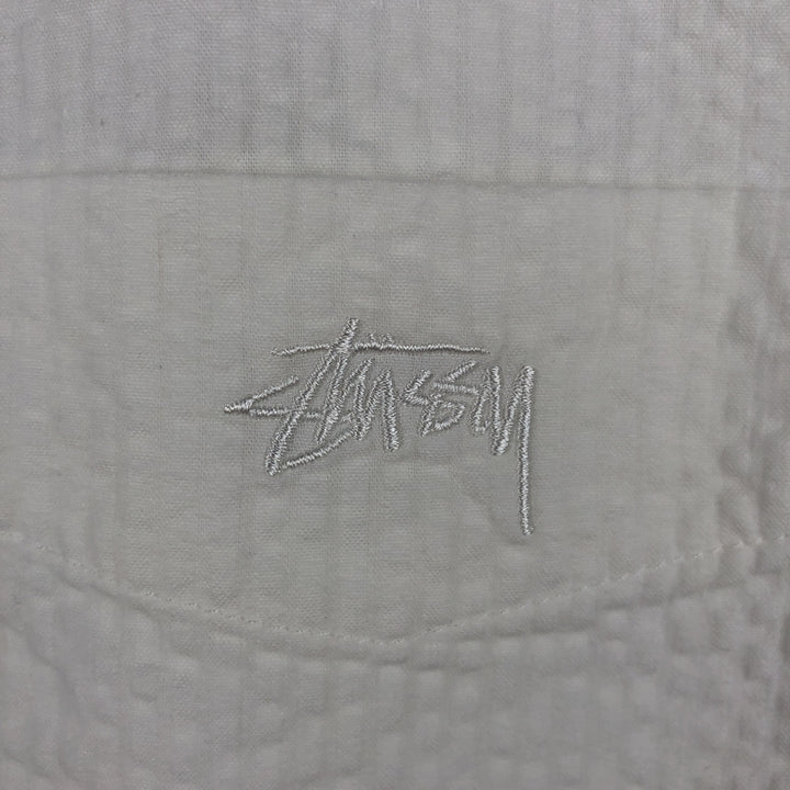 Stussy seersucker short-sleeved cotton shirt, men's size M (approx.) cotton white type Vintage Second Hand