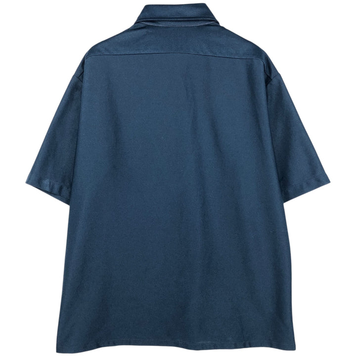 70s-80'S JCPenney Short-Sleeve Box Shirt, Men's Size L (approx.), Vintage unclear navy blue type Vintage Second Hand