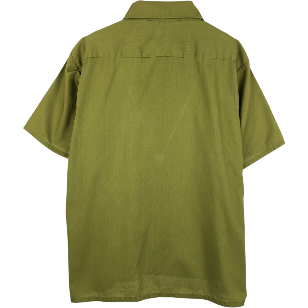 PERMANENT PRESS Short-Sleeve Poly-Cotton Box Shirt, Men's Size L (Equivalent), Vintage polyester green type Vintage Second Hand