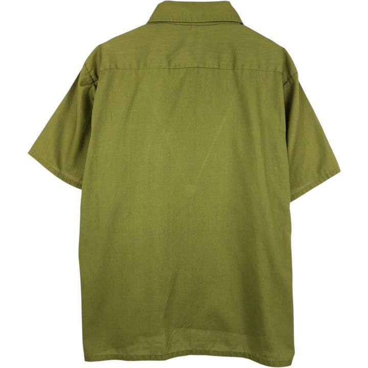 PERMANENT PRESS Short-Sleeve Poly-Cotton Box Shirt, Men's Size L (Equivalent), Vintage polyester green type Vintage Second Hand