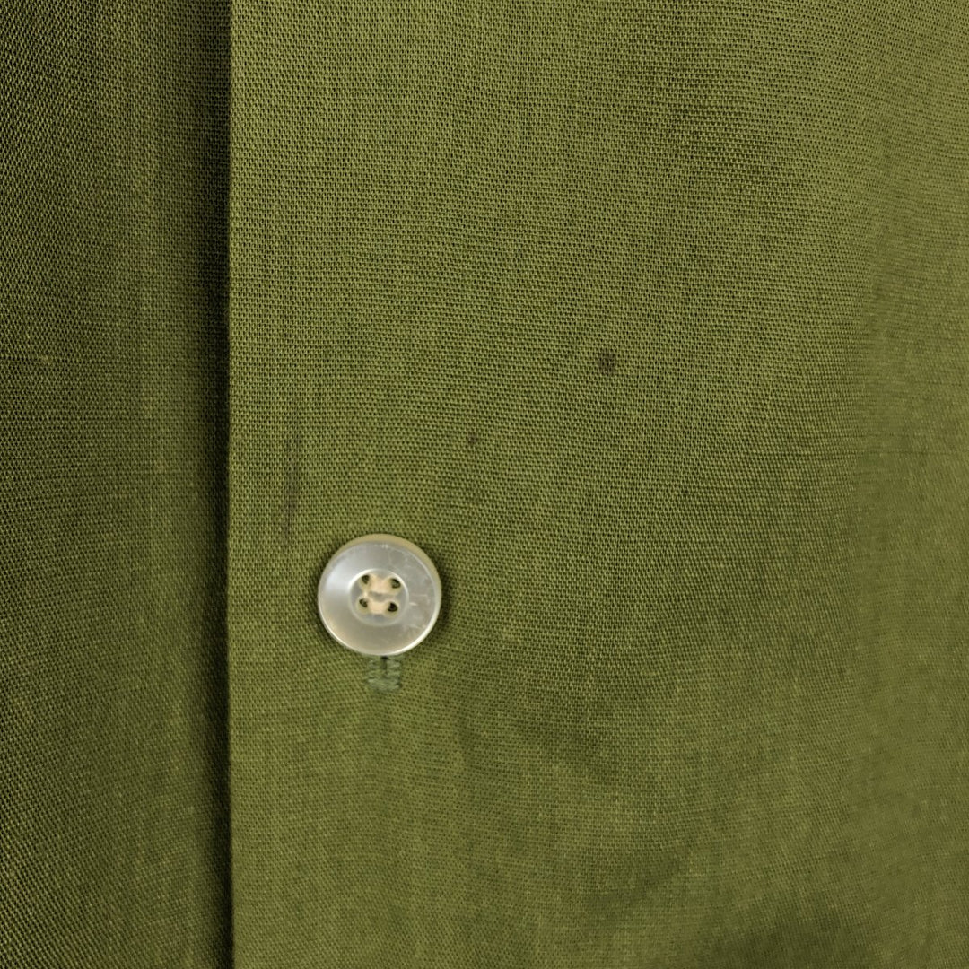 PERMANENT PRESS Short-Sleeve Poly-Cotton Box Shirt, Men's Size L (Equivalent), Vintage polyester green type Vintage Second Hand