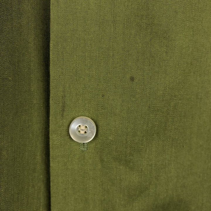 PERMANENT PRESS Short-Sleeve Poly-Cotton Box Shirt, Men's Size L (Equivalent), Vintage polyester green type Vintage Second Hand