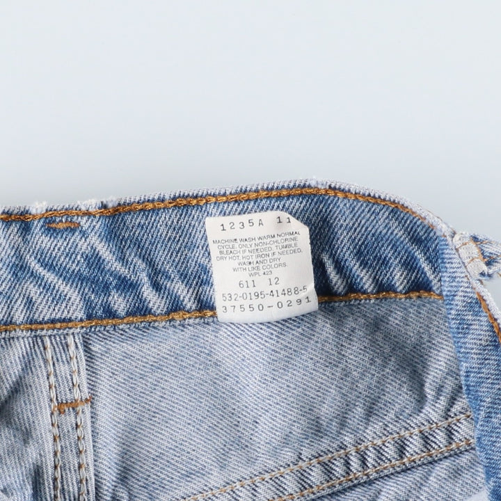 1990'S Levi's 37550-0291 Relaxed Fit Denim Shorts, Made in USA, Women's Size M (W26 equivalent), Vintage. cotton blue type Vintage Second Hand