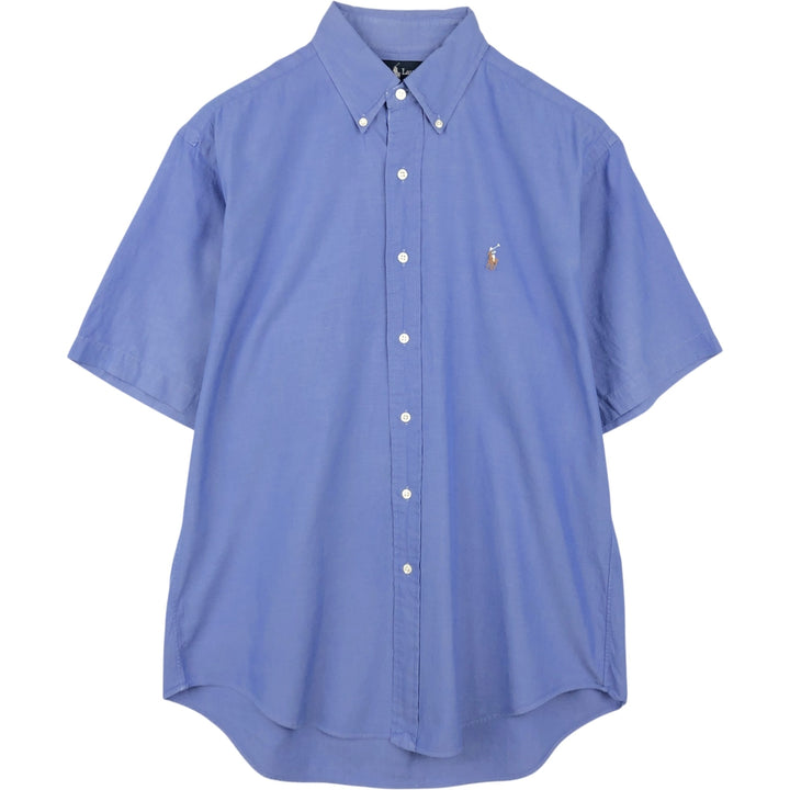 Ralph Lauren YARMOUTH short sleeve button down shirt, men's size M cotton blue type Vintage Second Hand
