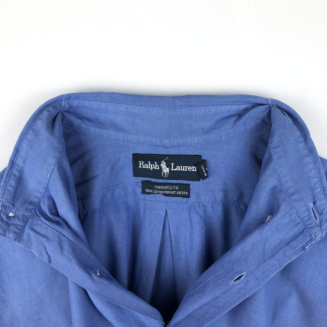Ralph Lauren YARMOUTH short sleeve button down shirt, men's size M cotton blue type Vintage Second Hand