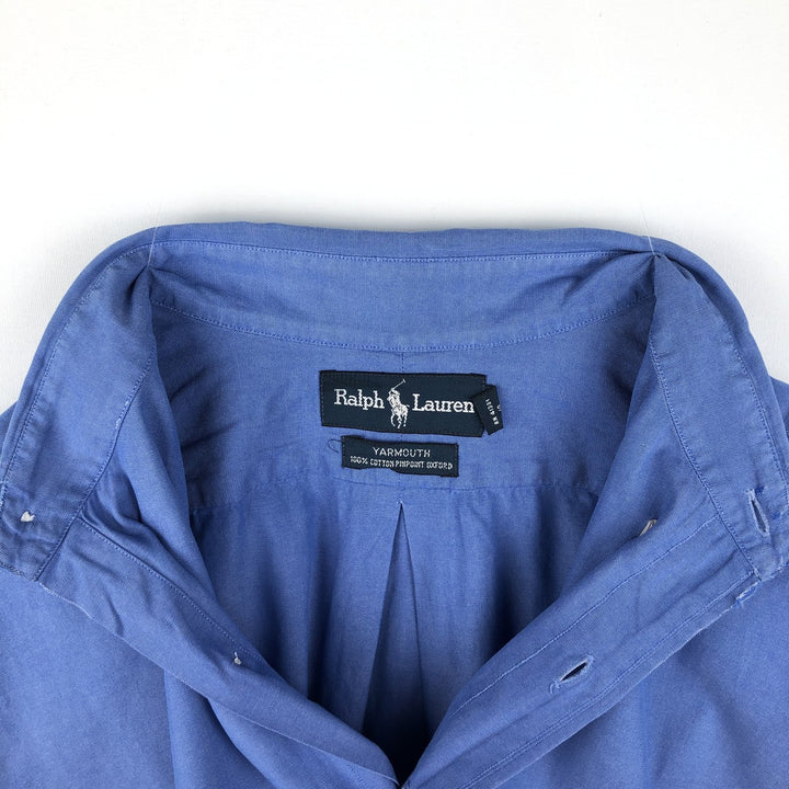 Ralph Lauren YARMOUTH short sleeve button down shirt, men's size M cotton blue type Vintage Second Hand