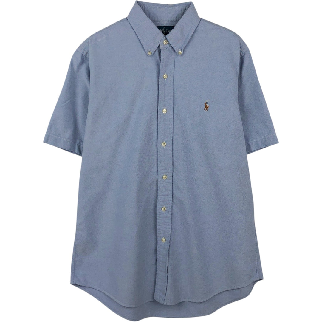 Ralph Lauren CUSTOM FIT short sleeve button down shirt, men's size M cotton blue type Vintage Second Hand