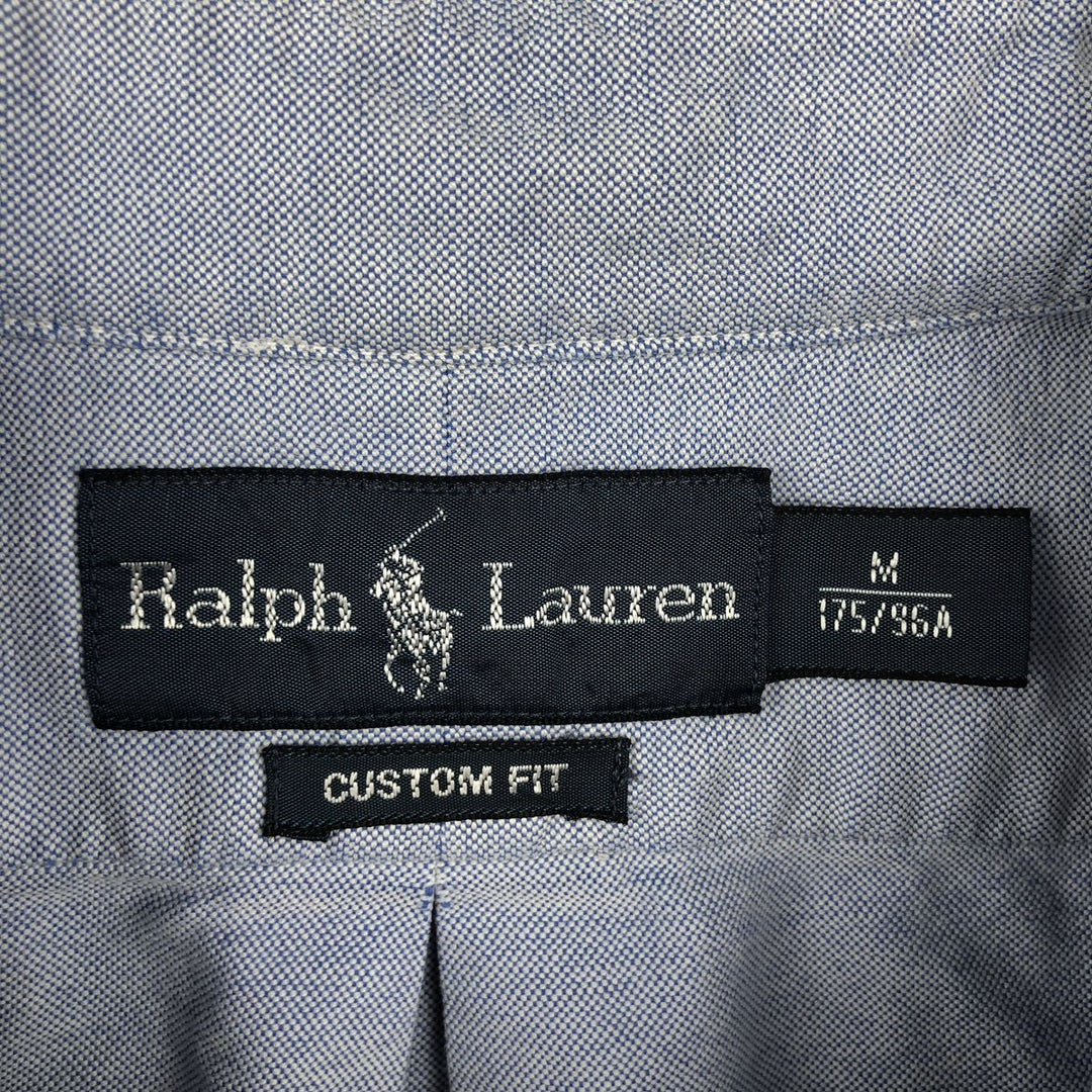 Ralph Lauren CUSTOM FIT short sleeve button down shirt, men's size M cotton blue type Vintage Second Hand