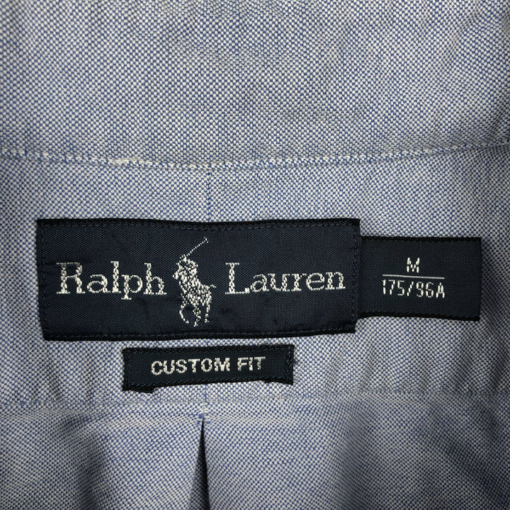 Ralph Lauren CUSTOM FIT short sleeve button down shirt, men's size M cotton blue type Vintage Second Hand