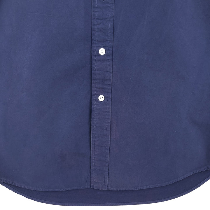 Ralph Lauren short sleeve button down shirt, men's size L cotton navy blue type Vintage Second Hand