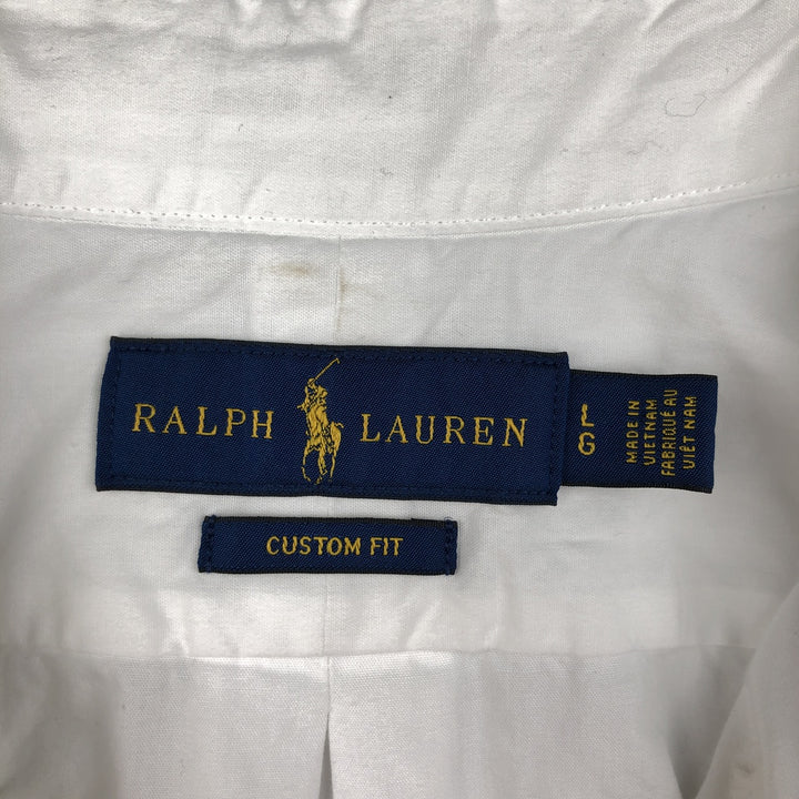 Ralph Lauren CUSTOM FIT short sleeve button down shirt, men's size L cotton white type Vintage Second Hand