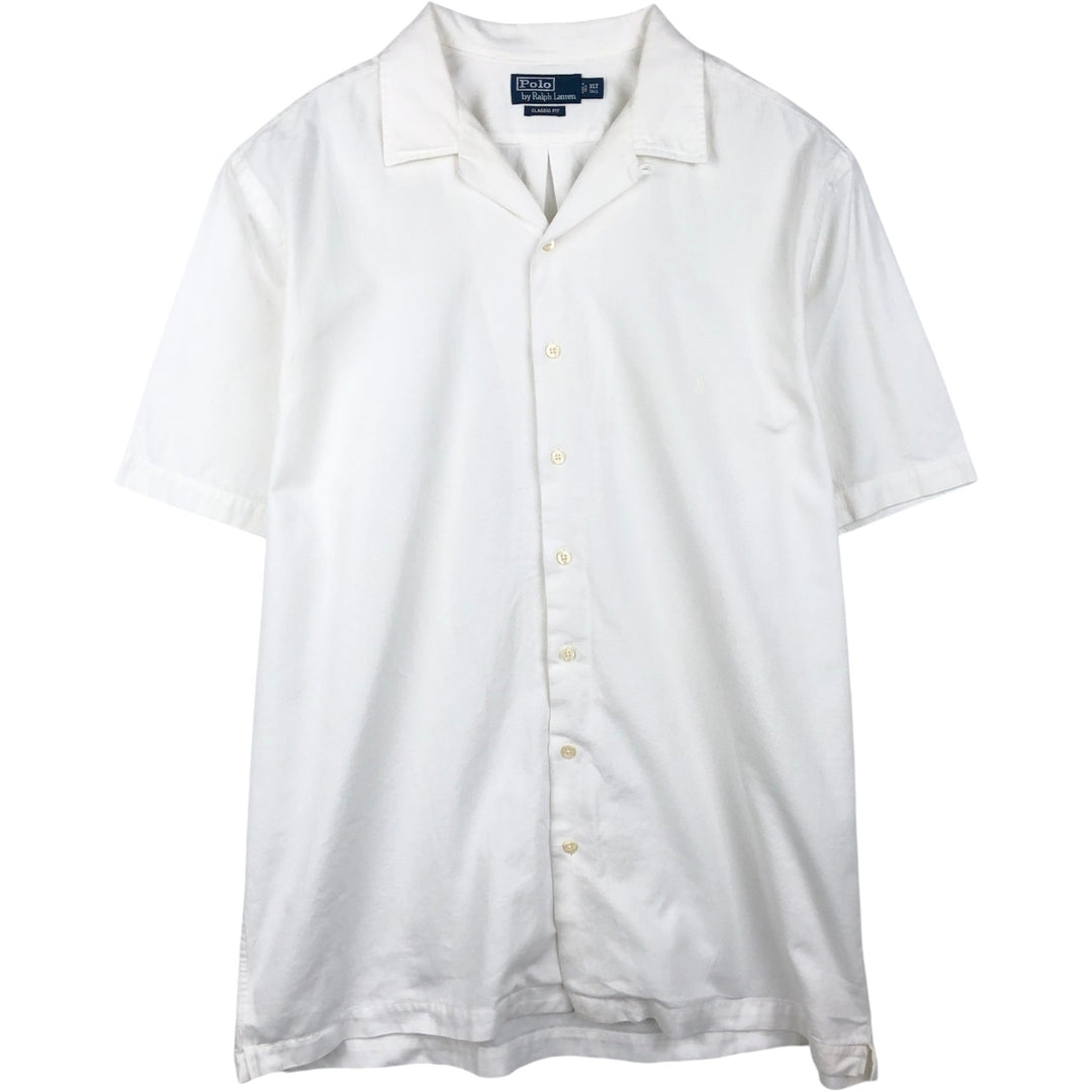 Ralph Lauren POLO by Ralph Lauren CLASSIC FIT Short-Sleeve Open-Collar Cotton Shirt, Boxy Shirt, Men's Size XL (approx.) cotton white type Vintage Second Hand