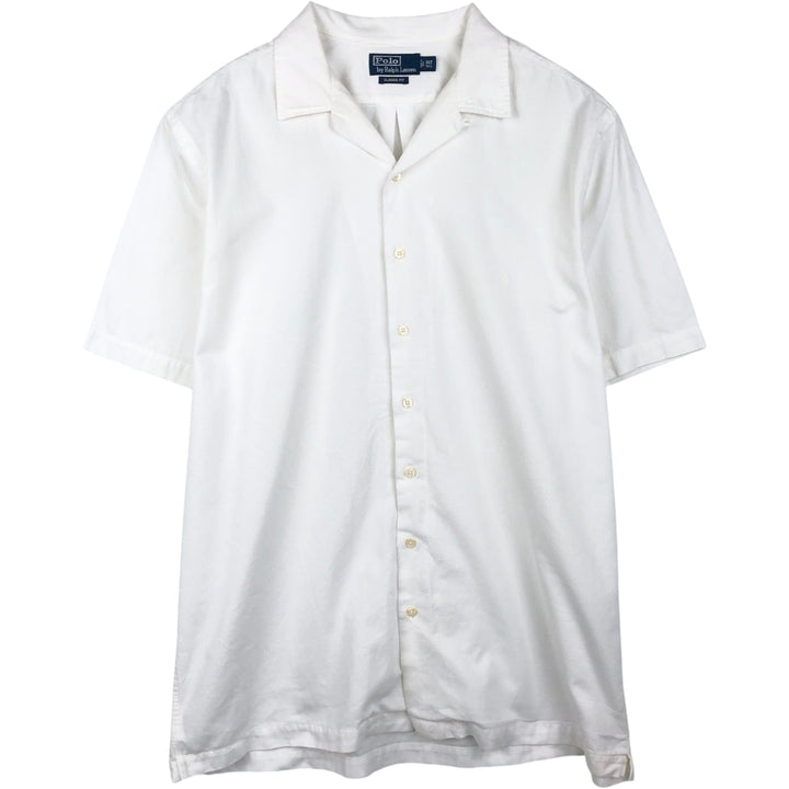 Ralph Lauren POLO by Ralph Lauren CLASSIC FIT Short-Sleeve Open-Collar Cotton Shirt, Boxy Shirt, Men's Size XL (approx.) cotton white type Vintage Second Hand