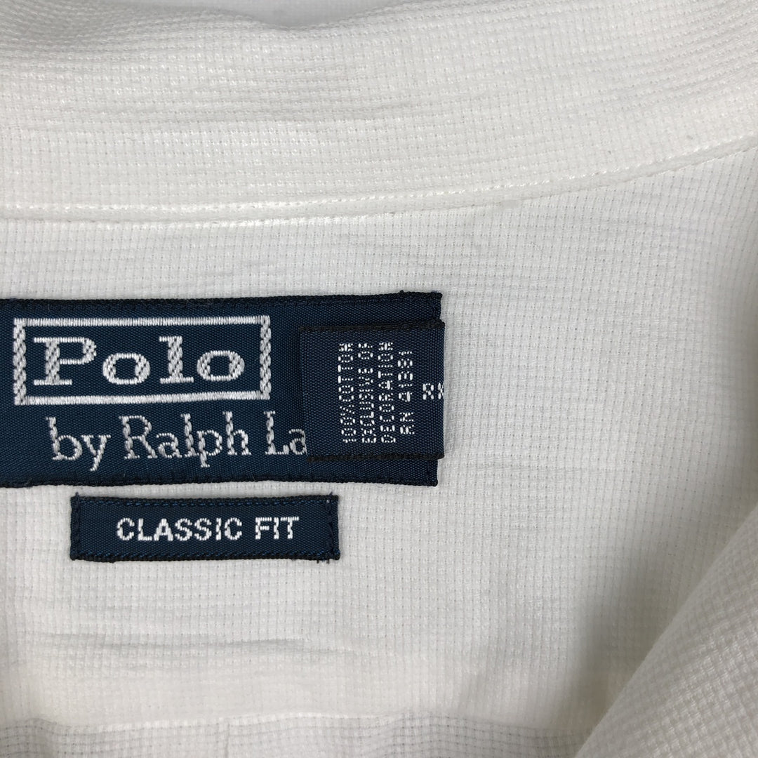Ralph Lauren POLO by Ralph Lauren CLASSIC FIT Short-Sleeve Open-Collar Cotton Shirt, Boxy Shirt, Men's Size XL (approx.) cotton white type Vintage Second Hand