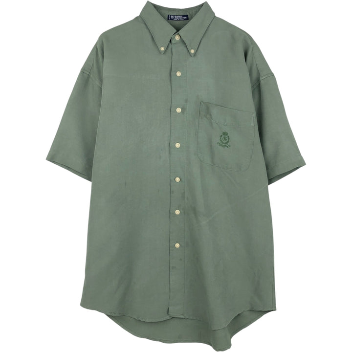 Ralph Lauren CHAPS short-sleeved button-down shirt, men's size M Rayon Khaki type sage green Vintage Second Hand