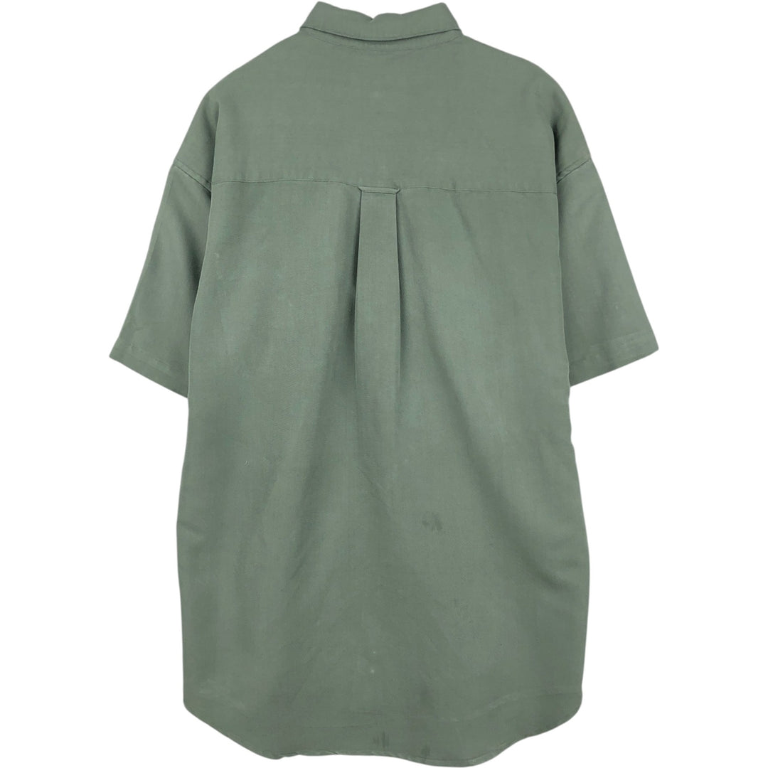 Ralph Lauren CHAPS short-sleeved button-down shirt, men's size M Rayon Khaki type sage green Vintage Second Hand