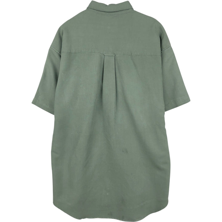 Ralph Lauren CHAPS short-sleeved button-down shirt, men's size M Rayon Khaki type sage green Vintage Second Hand