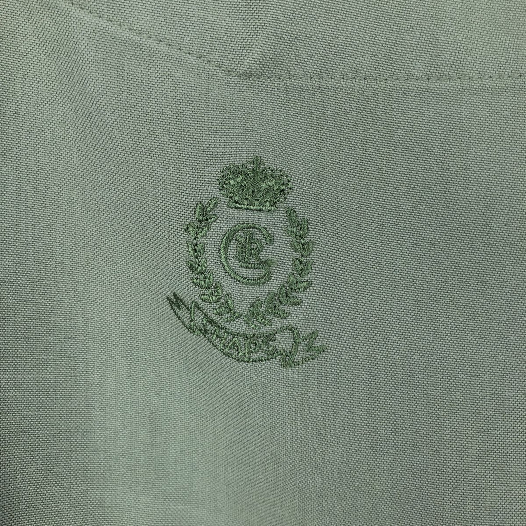 Ralph Lauren CHAPS short-sleeved button-down shirt, men's size M Rayon Khaki type sage green Vintage Second Hand