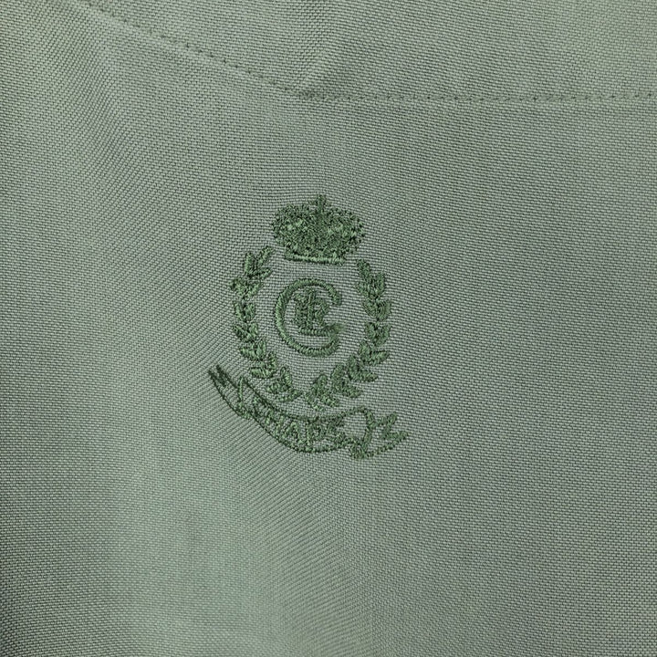 Ralph Lauren CHAPS short-sleeved button-down shirt, men's size M Rayon Khaki type sage green Vintage Second Hand